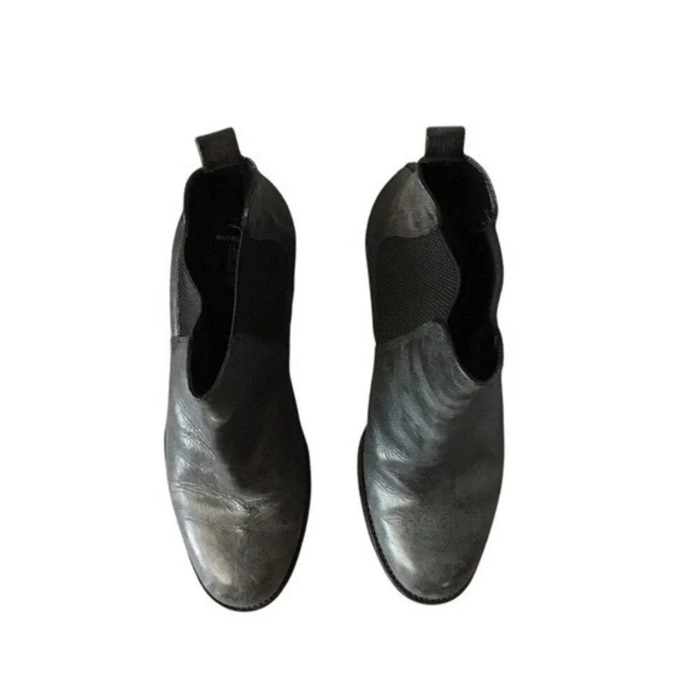 Aquatalia Vero Cuoio Black Leather Ankle Boots Women 7.5 2.5